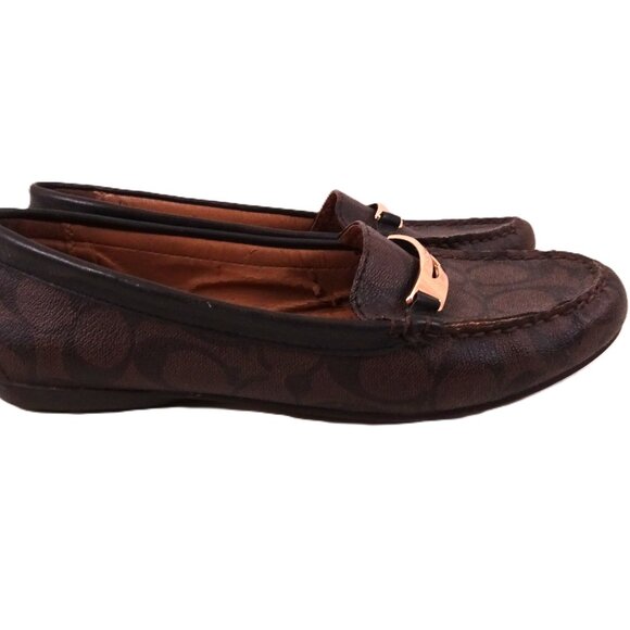 Coach Olympia Loafers 8.5 Signature Jacquard ***READ DESCRIPTION*** Flats Brown - Picture 2 of 7